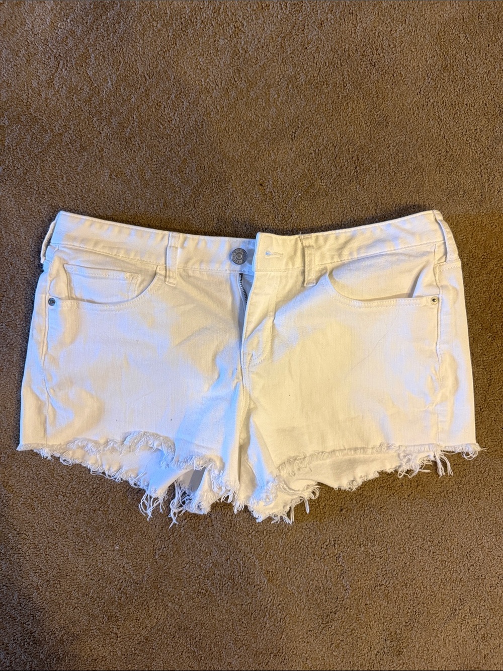 Express White Frayed Hem Denim Cutoff Shorts